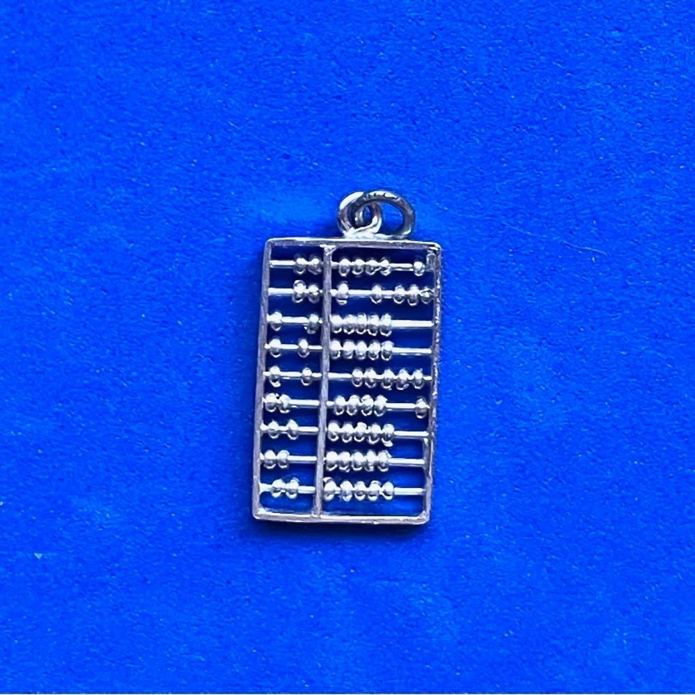 Vintage Silver Abacus Charm with Moveable Beads
